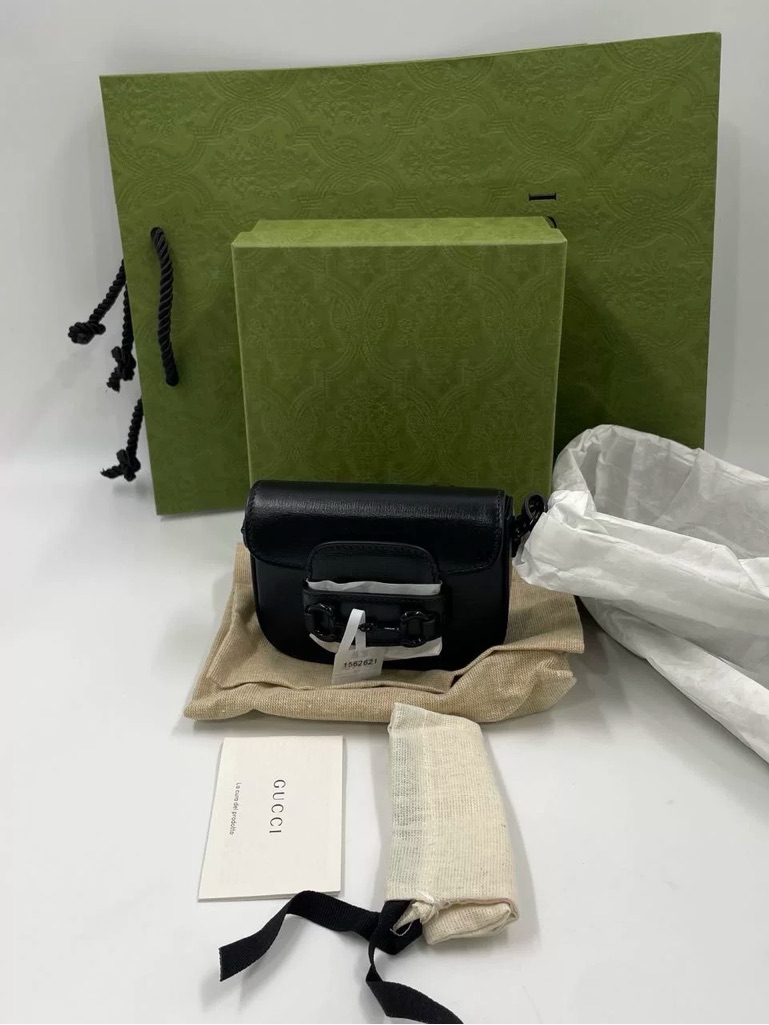 Gucci Azalea Mini Horsebit 1955 Shoulder Bag Black W Removable Strap Authentic